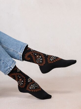 Bleuforet Fine Wool Paisley Flowers Pattern Sock
