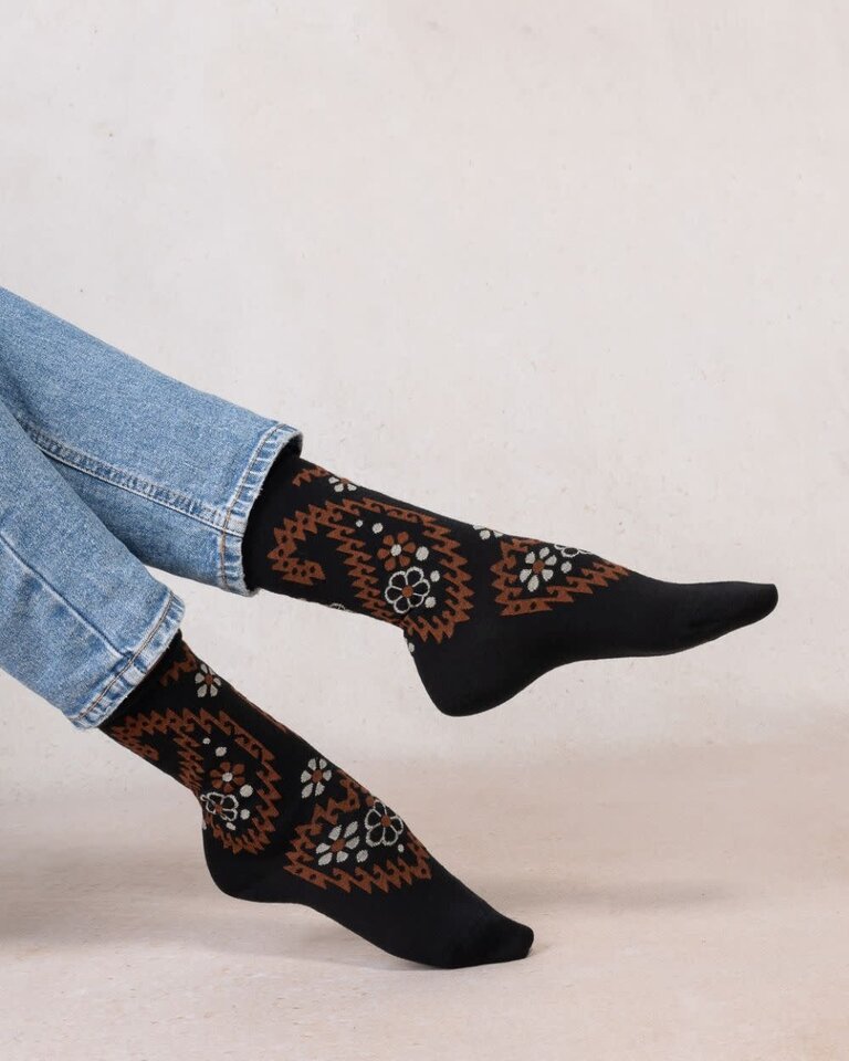 Bleuforet Fine Wool Paisley Flowers Pattern Sock