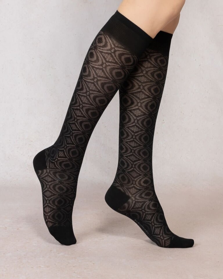 Bleuforet Silk Knee High With Waves Pattern Sock