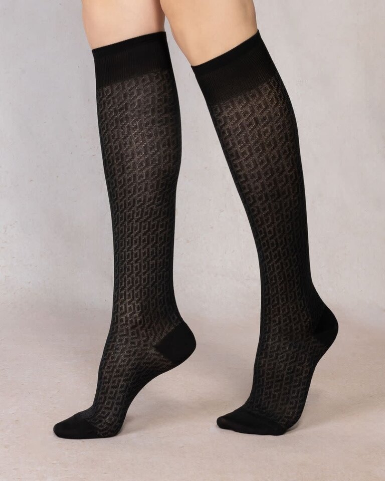 Bleuforet Silk Knee High With Architecture Pattern Sock