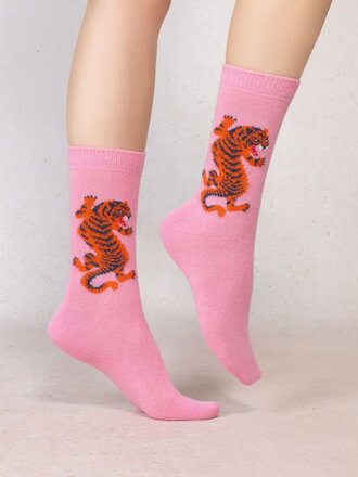Bleuforet Cashmere Socks With Tiger Pattern