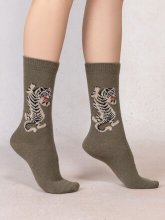 Bleuforet Cashmere Socks With Tiger Pattern