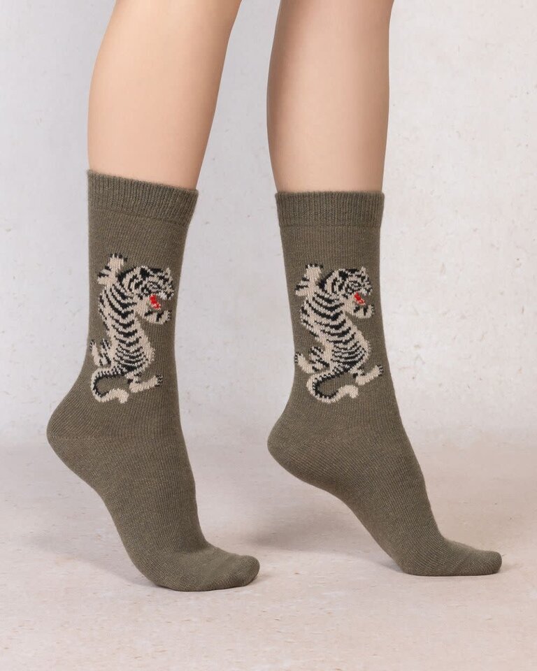 Bleuforet Cashmere Socks With Tiger Pattern