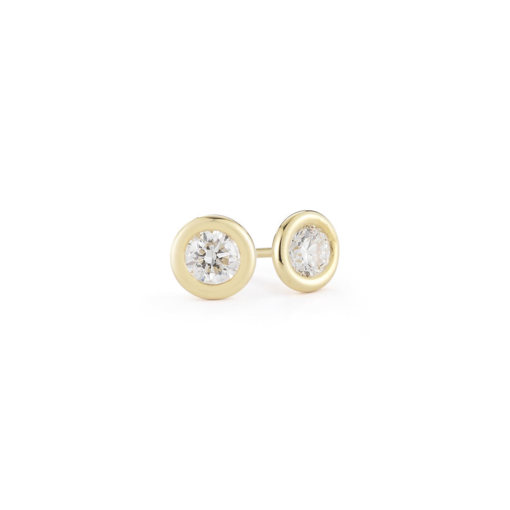 14K Yellow Gold Diamond Bezel Set Stud Earrings