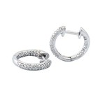 Sterling Silver Pave Inside Outside Diamond Huggie Earrings