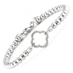 Sterling Silver Diamond Quatrefoil Diamond 0.07ctw Bead Bracelet