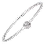 Sterling Steel & Diamond 0.06ctw Round Cluster Bangle