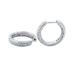 Sterling Silver Pave Inside Outside Diamond 0.11ctw  Hoops