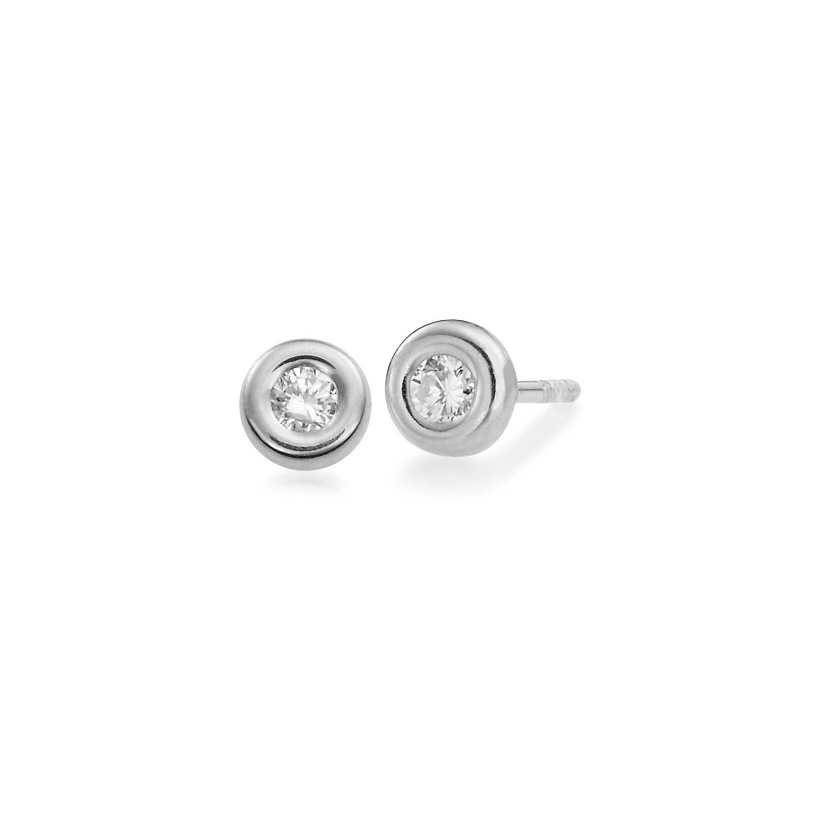 14K White Gold Diamond Bezel Set Studs 0.18CTW