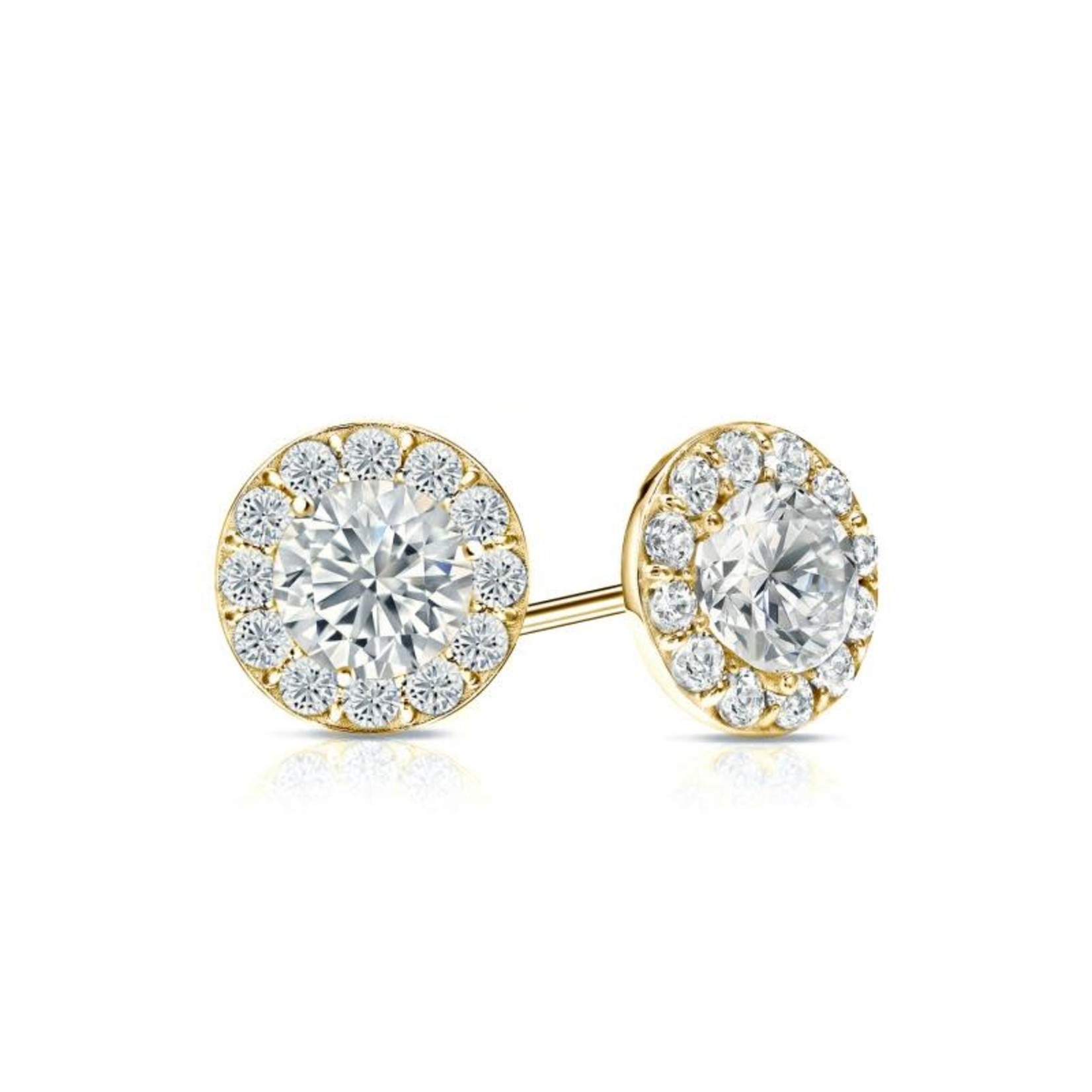 14K Yellow Gold Diamond .85ctw Halo Stud Earrings