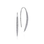14K White Gold Diamond Threader Drop Earrings