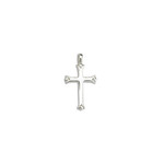 Sterling Silver Medium Grooved Ball Cross With Cable  Chain 16-18"