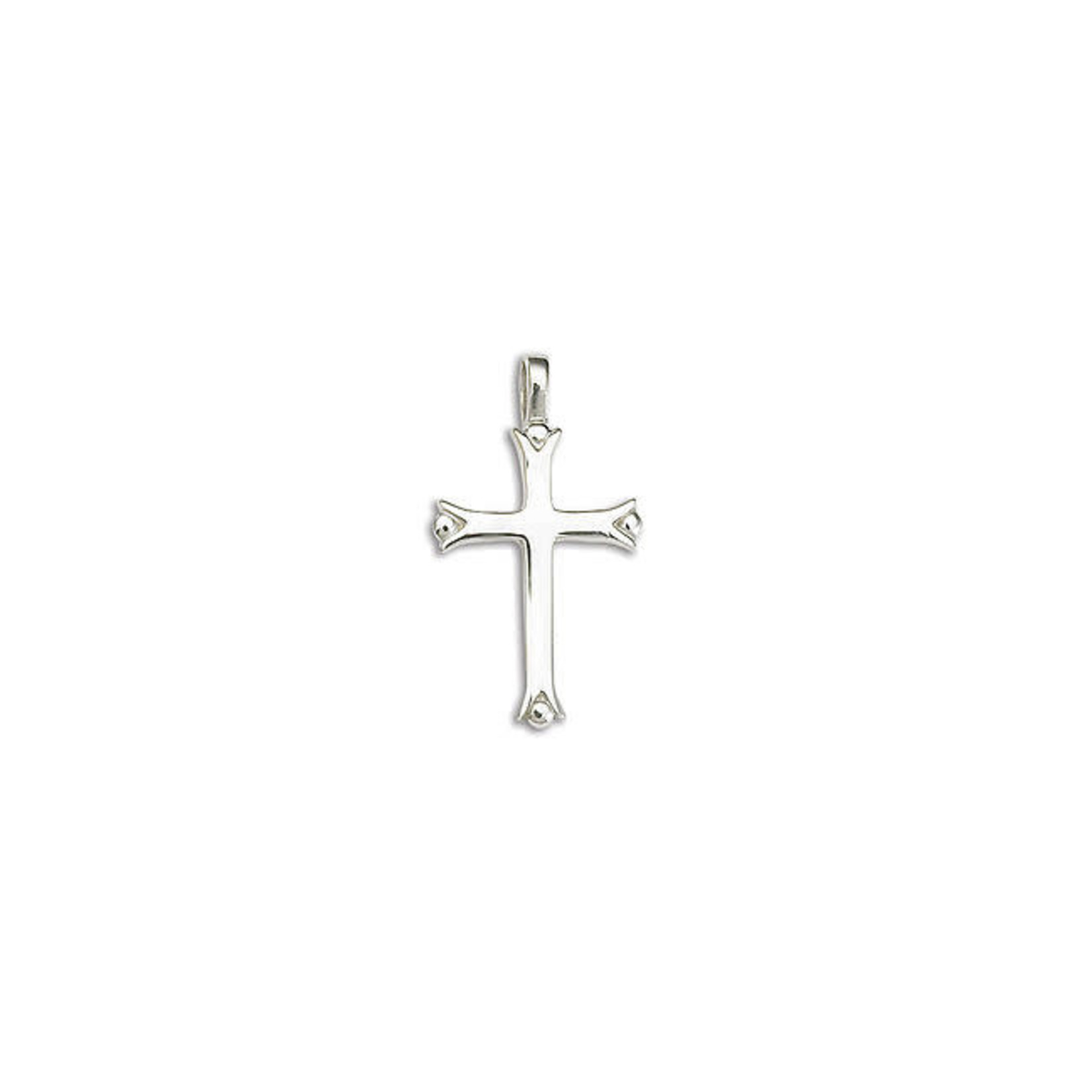 Solid Sterling Silver Medium Grooved Ball Cross
