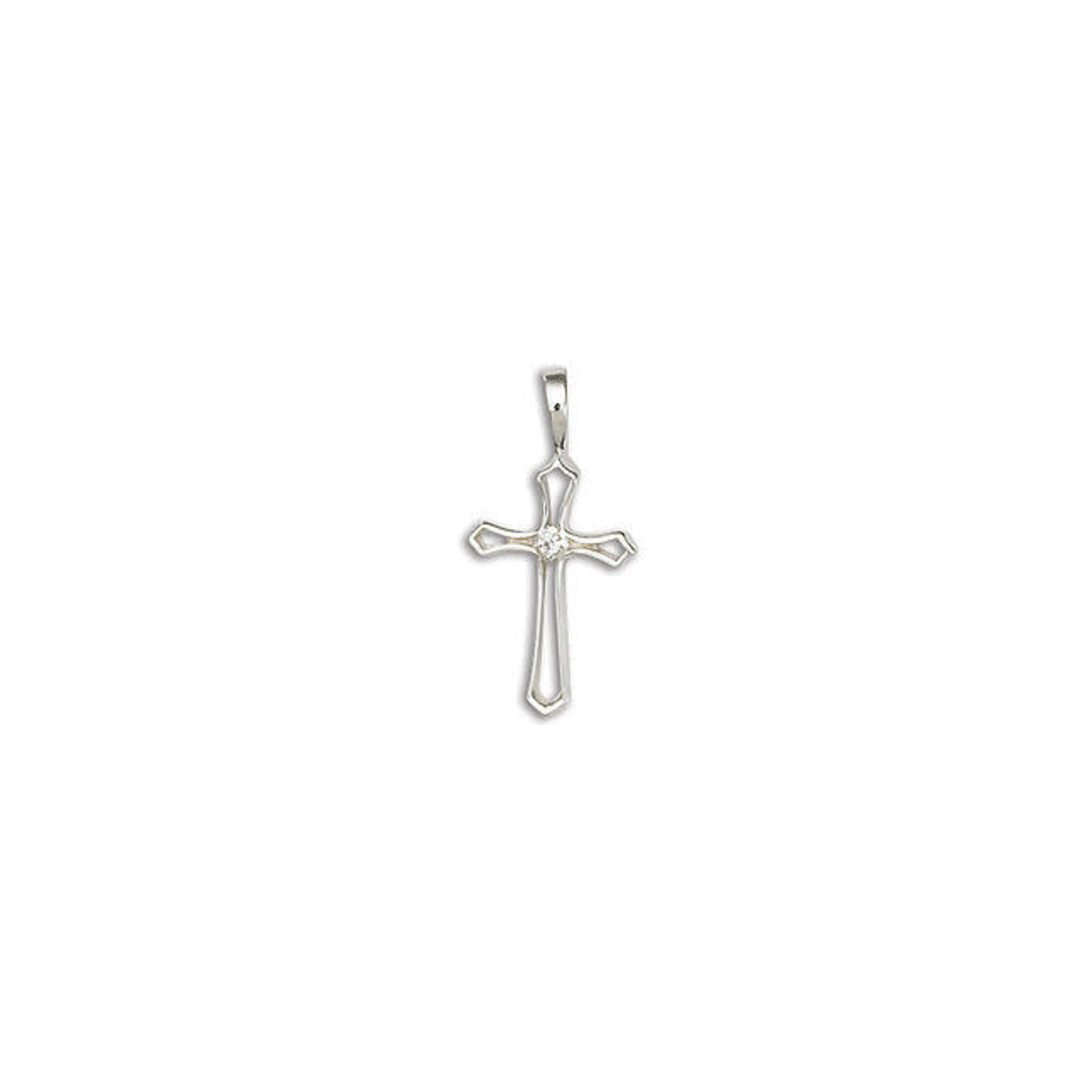 Sterling Silver Open Flair Cubic Zirconia Cross 16-18"