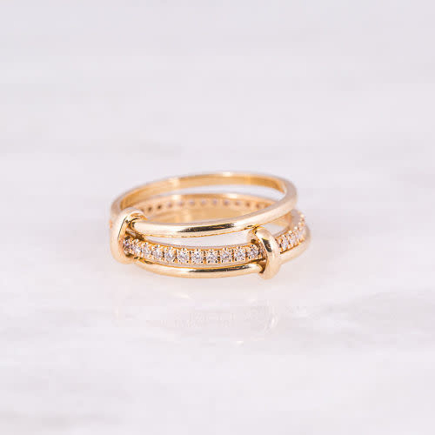 14K Yellow Gold Diamond Trio Ring