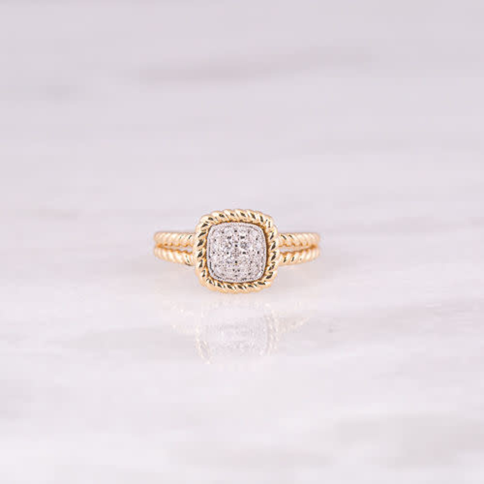 14KY Gold Pave Diamond 0.18ctw Cable Ring