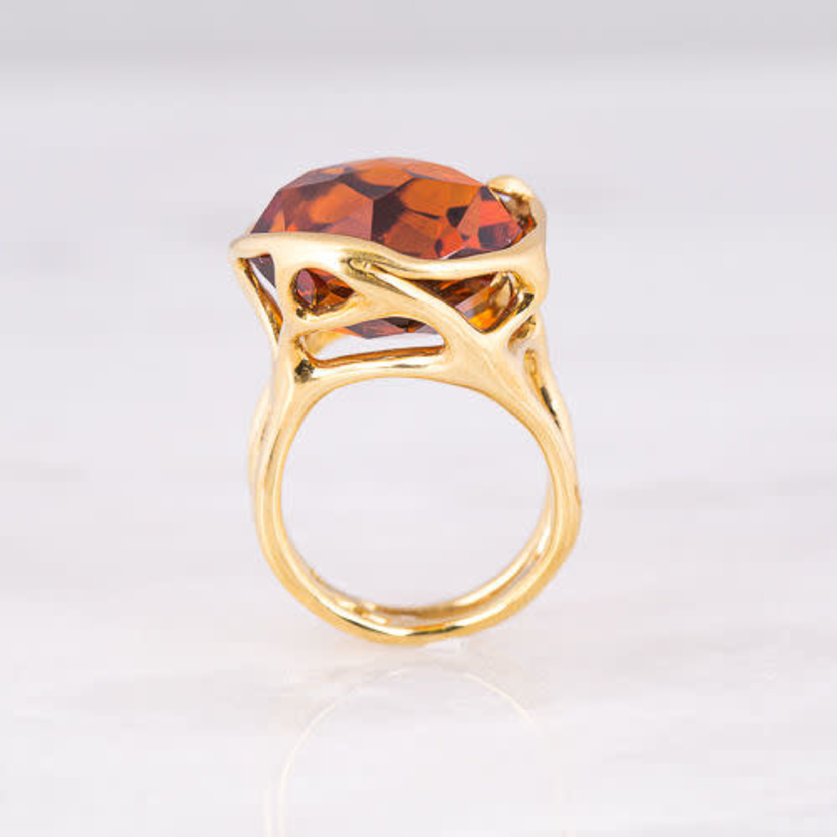 18KY Gold Mandarin Citrine Ring