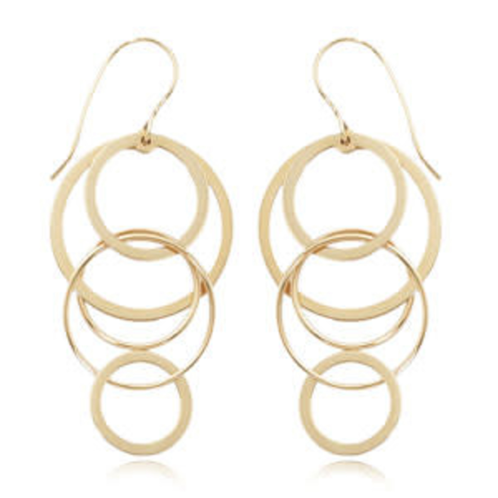 14K Yellow Gold Cascading Circle Drop Earrings