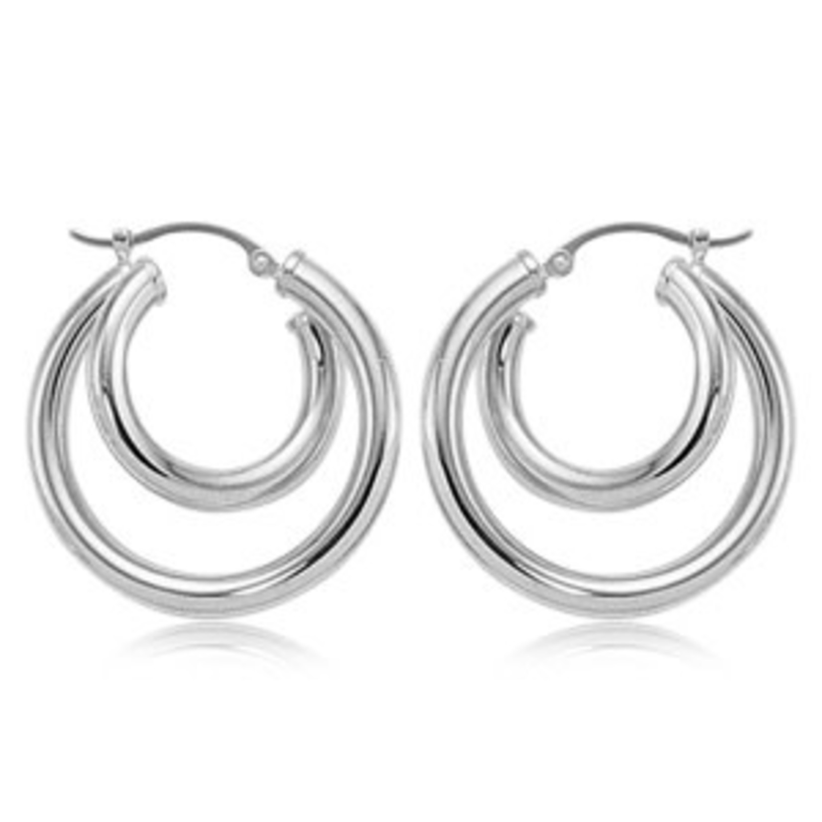 Sterling Silver Medium Double Tube Round Hoop