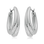 Sterling Silver Double Line Oval Hoops