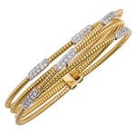 18K Yellow & White Gold  Diamond Pave 0.75ctw Flexible Multi Row Cuff