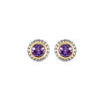 Sterling Silver 18KY Gold Amethyst Stud Earrings