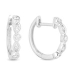 14K White Gold Diamond Vintage Huggies