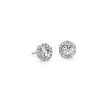 14KW Gold Diamond  0.74ctw Bezel Set Halo Stud Earrings
