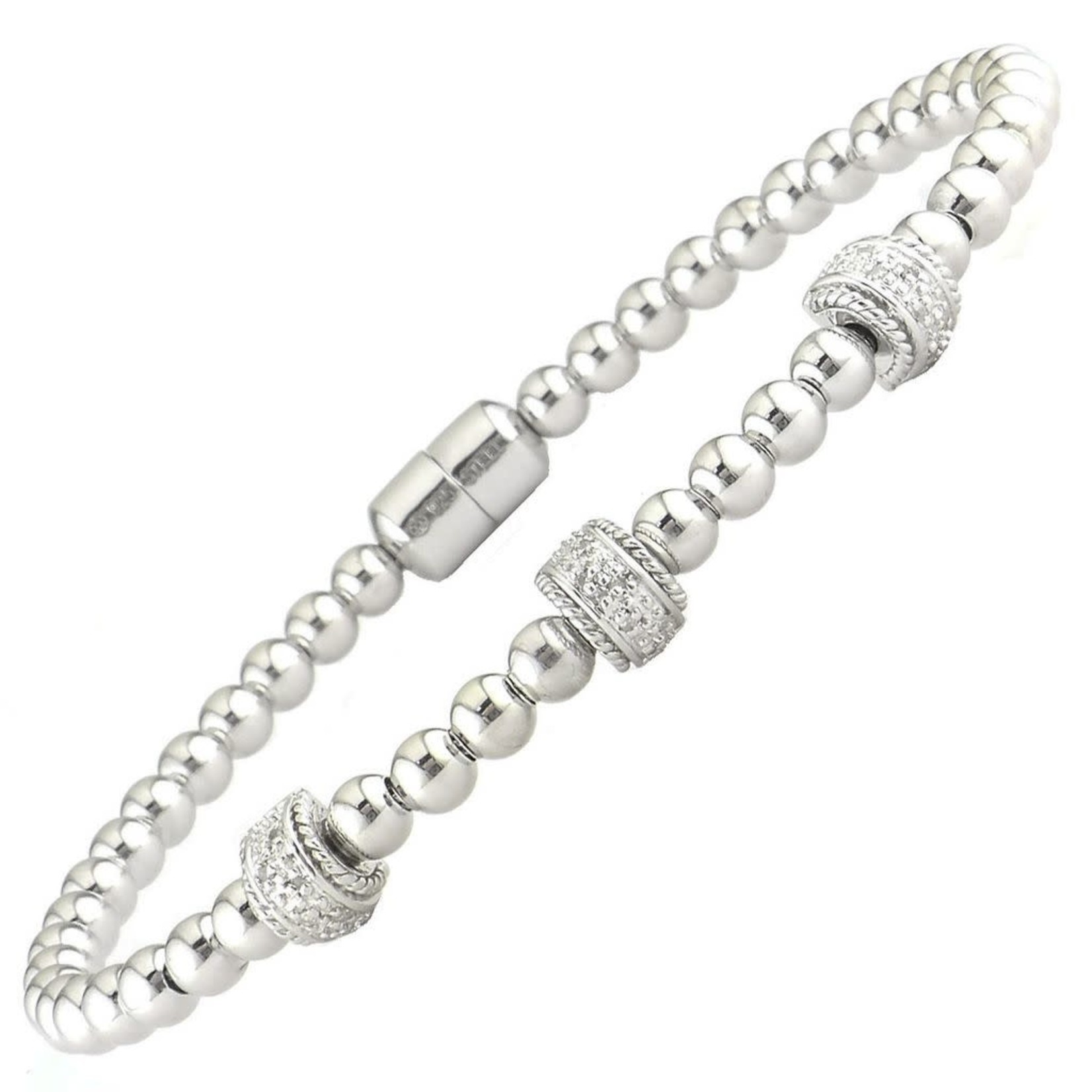 Sterling Silver Diamond 0.05ctw Wrap Magnetic Bracelet