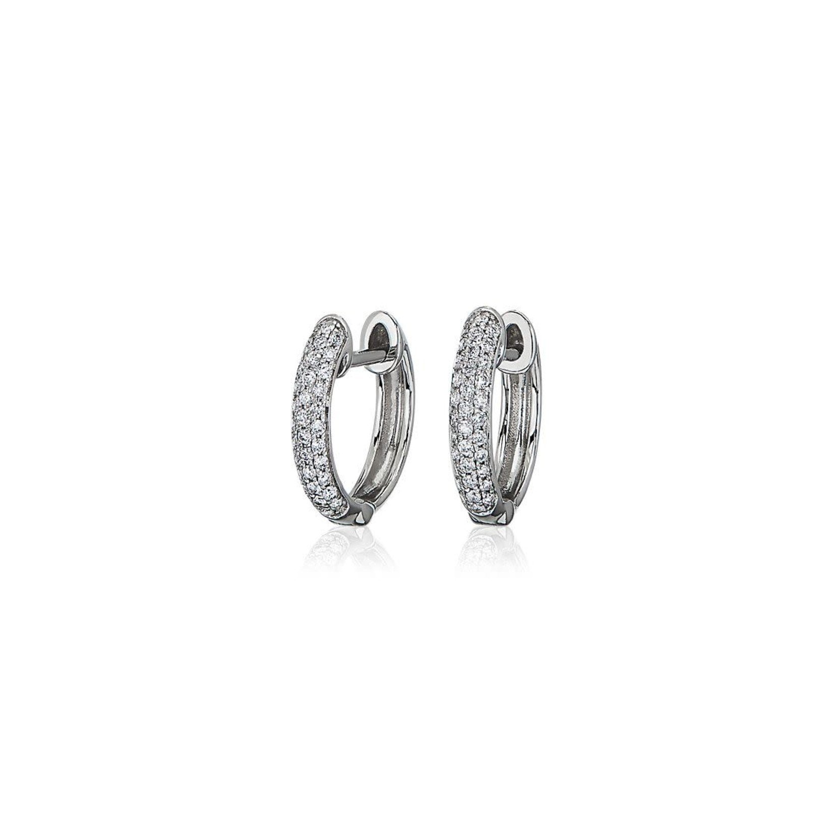 14K White Gold Diamond Pave Hoop Earrings