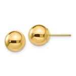 14K Yellow Gold 8mm Round Ball Stud Earrings
