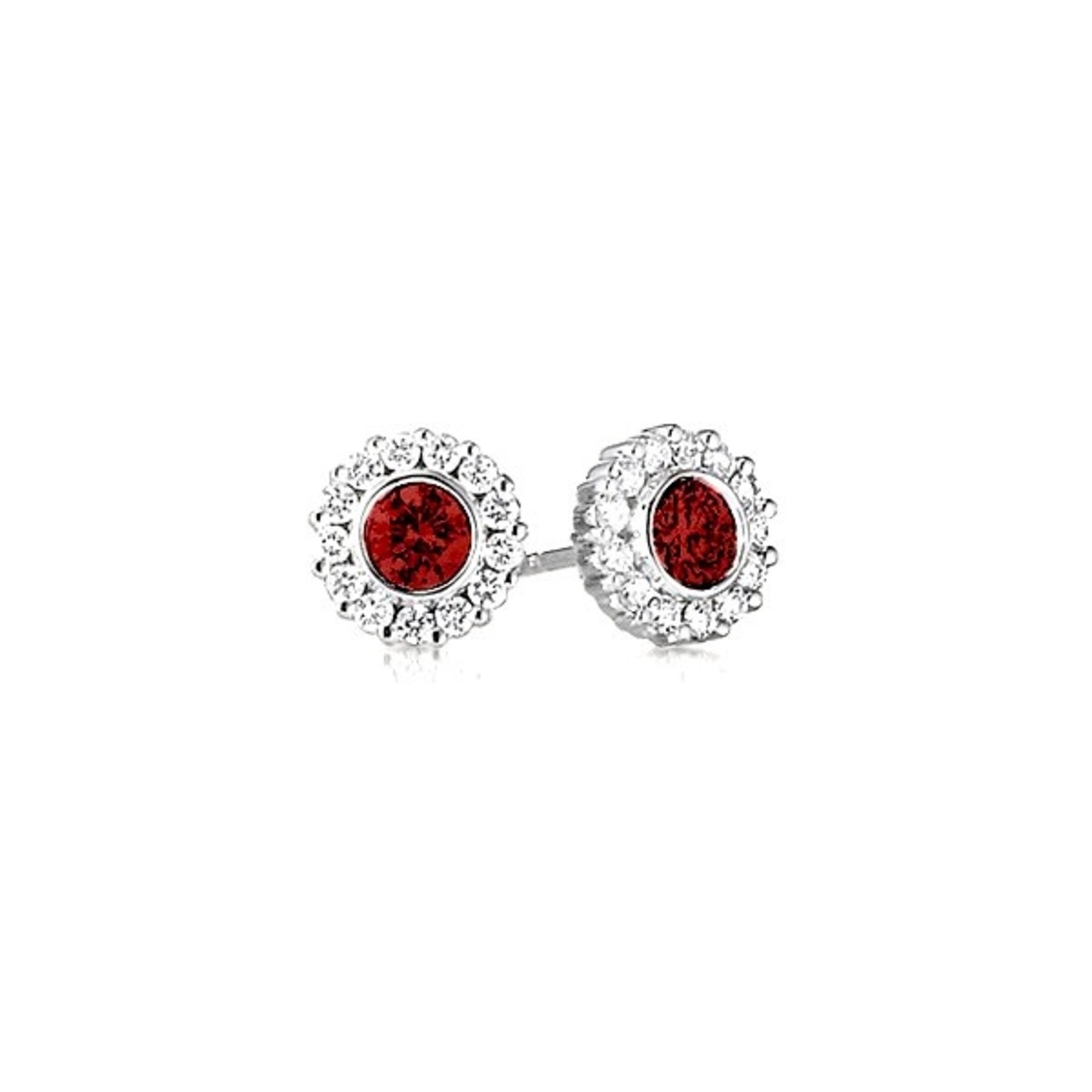 14K White Ruby 1.19ctw & Diamond 0.20ctw Halo Stud Earrings