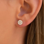 14KW Gold Round Pave Diamond Stud Earrings