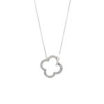 14K White Gold 0.10CT Diamond Quatrefoil Necklace 16-18"
