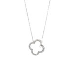 14K White Gold 1/10 Carat Diamond Quatrefoil Necklace