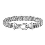 Sterling Silver Large Diamond Buckle Bracelet 0.09ctw