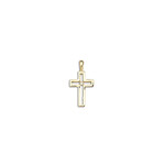 14K Yellow Gold Block Cross Diamond Pendant