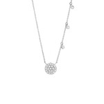 14K White Gold Pave Diamond 0.25CT Disc with Diamond Bezel Accent Necklace 16-18"