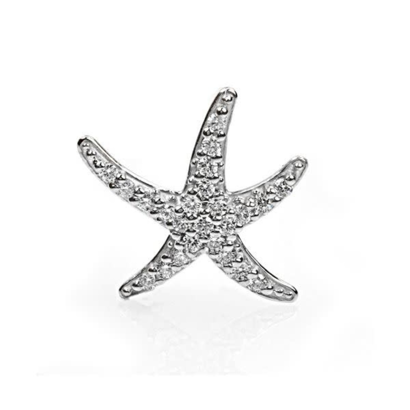 14K White Gold Diamond Starfish Pendant
