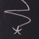 14K White Gold Pave Diamond Starfish Pendant