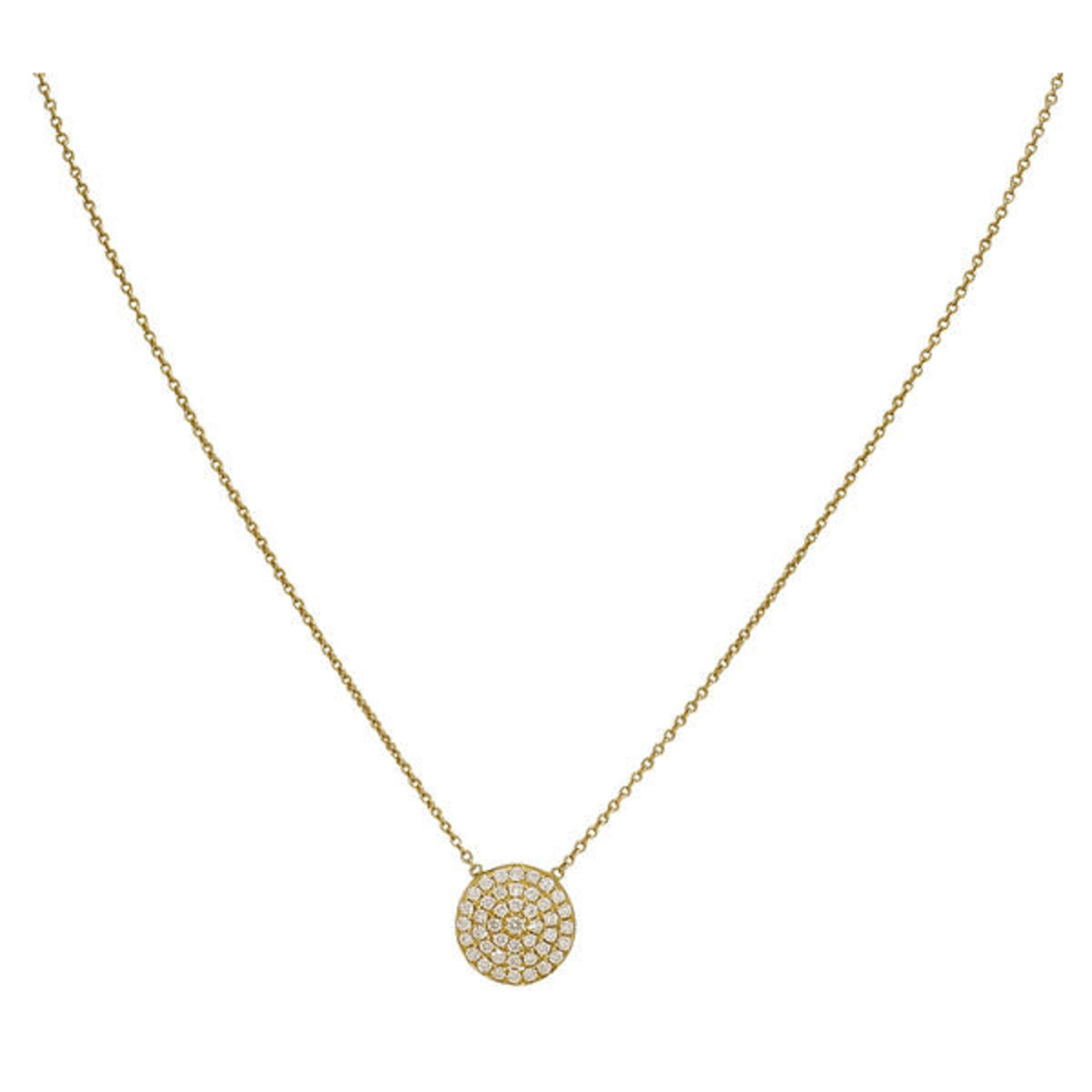 14K Yellow Gold Pave Diamond Disc Pendant