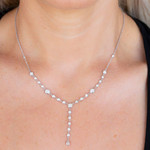 14KW Gold Diamond 1.40ctw Bezel Set Lariat Chain Necklace