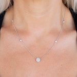 14K White Gold Diamond Double Halo Cluster Necklace