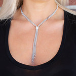 Sterling Silver Diamond 0.14ctw Multi Strand Long Lariat Necklace