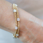 14K Yellow & White Gold Square Diamond Cluster Bracelet