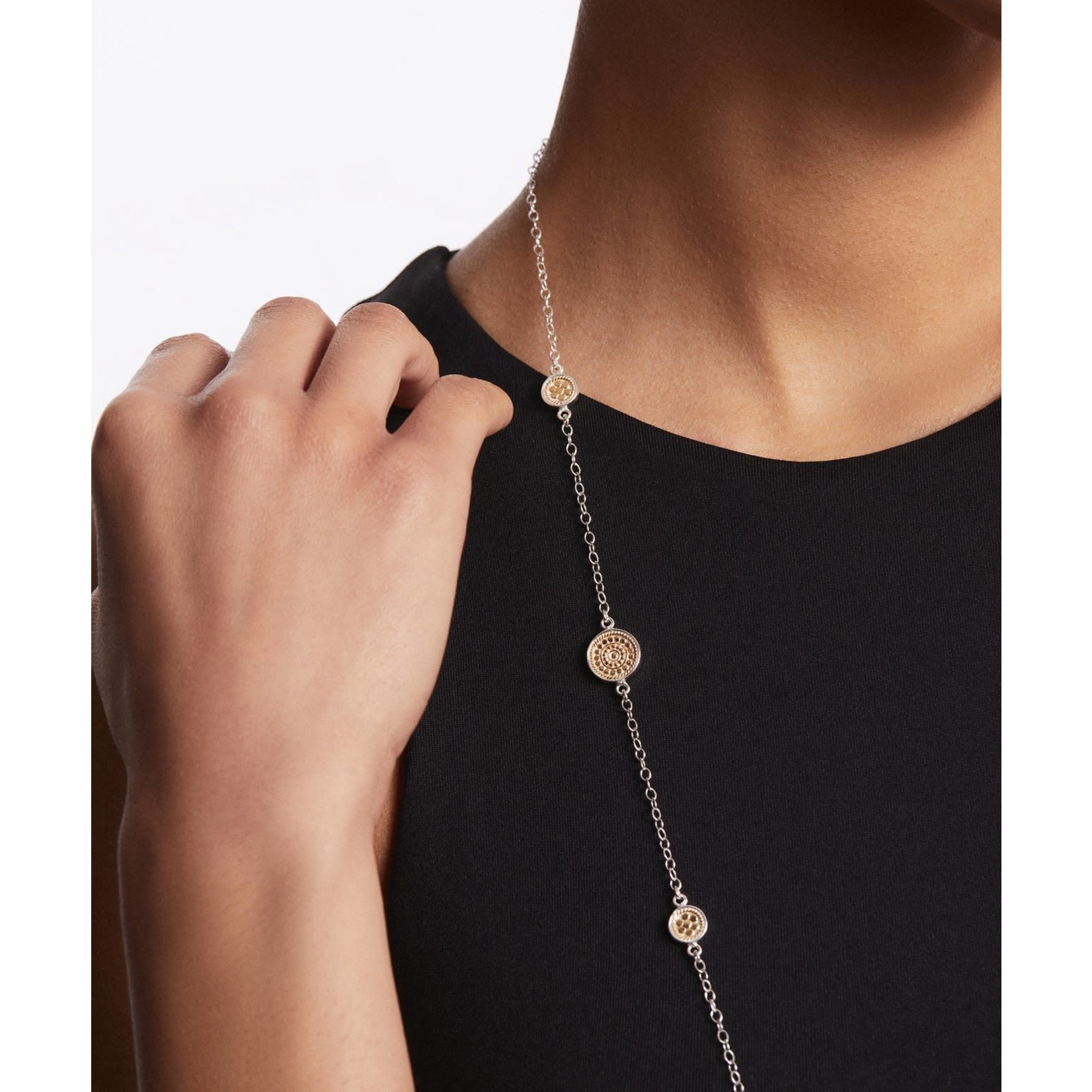 Sterling Silver & 18K Yellow Gold Classic Long Station Necklace