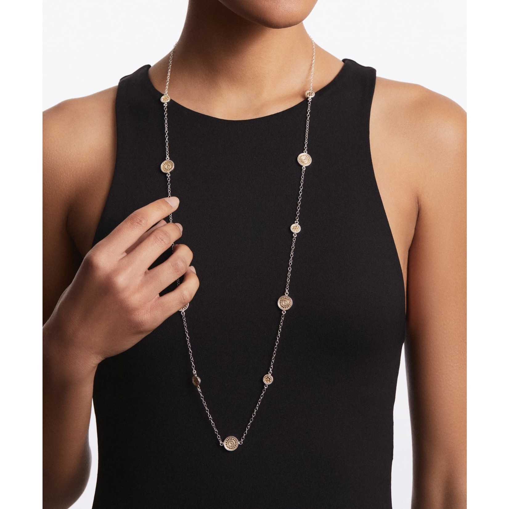 Sterling Silver & 18K Yellow Gold Classic Long Station Necklace