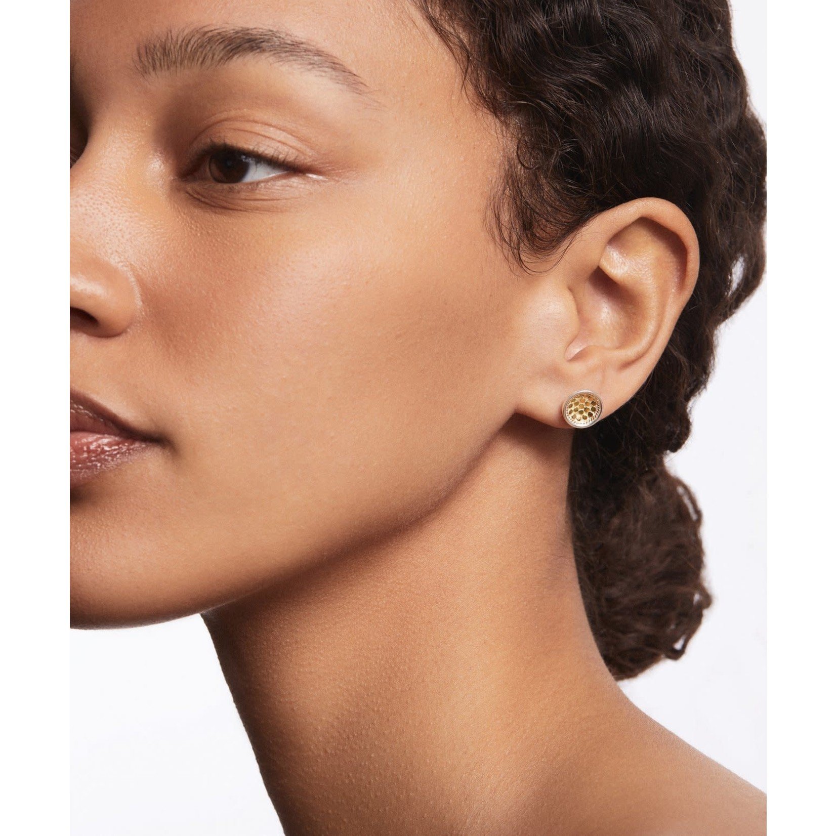 Sterling Silver and 18K Yellow Gold Classic Dish Stud Earrings