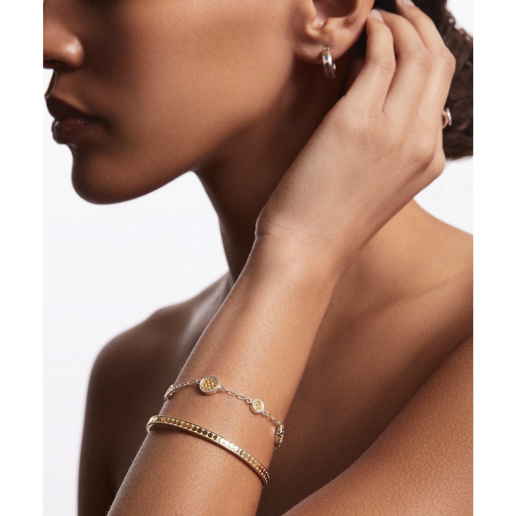 Sterling Silver  and 18K Yellow Gold Classic Stacking Cuff