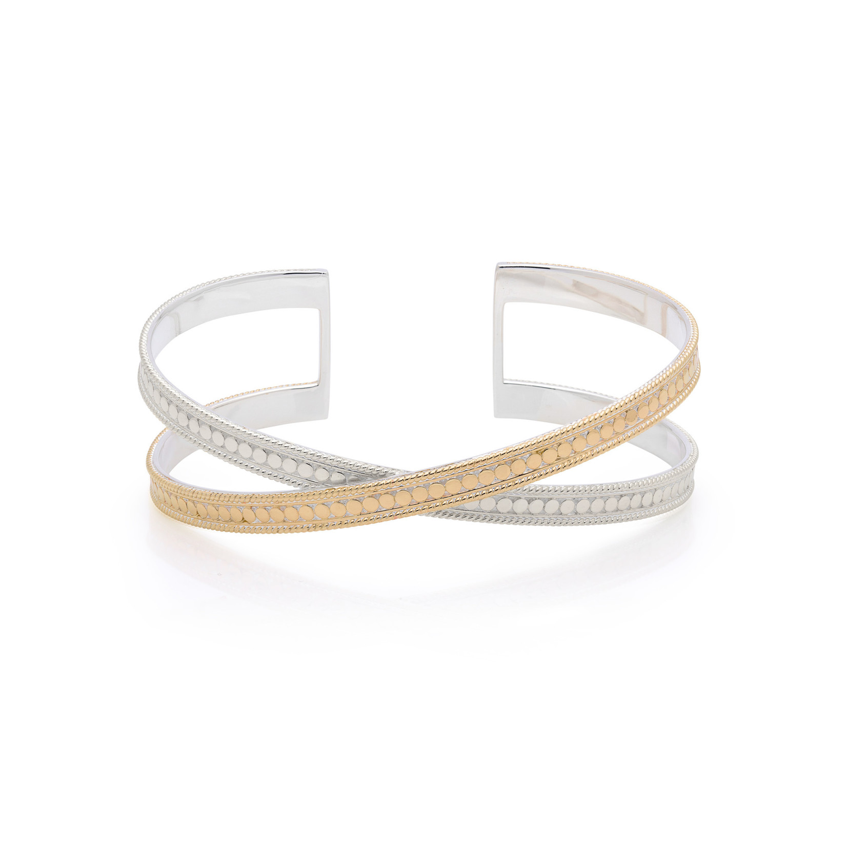 Sterling Silver and 18K Yellow Gold Classic Cross Cuff